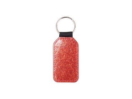Sublimation Glitter PU Leather Key Chain (Barrel, Red)