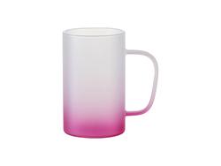 18oz/540ml Glass Beer Coffee Mugs(Frosted, Gradient Pink)