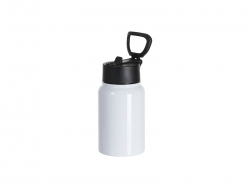 17oz/500ml Stainless Steel Water Bottle w/ Wide Mouth Straw &amp; Portable Lid (White)
