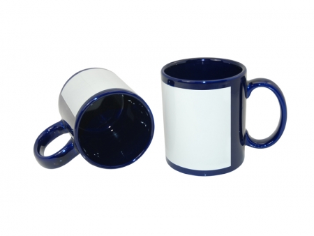 Sublimation 11oz Full Colour Mug with Whtie Patch-Blue