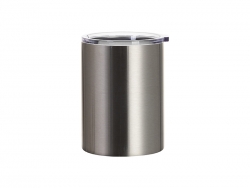 Sublimation Blanks 13oz/400ml Stainless Steel Coffee Cup with Clear Flat Lid (Silver)