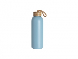 Sublimation Blanks 25oz/750ml Frosted Glass Bottle w/ Bamboo Lid (Light Blue)