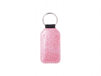 Sublimation Glitter PU Leather Key Chain (Barrel, Pink)