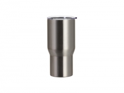 Sublimation Blanks 22oz/650ml Stainless Steel Travel Tumbler with Clear Flat Lid (Silver)