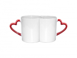 Sublimation 11oz Couple Mugs w/ Red Heart Handle