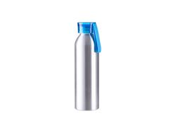 Botella Deportiva Slim Aluminio Plateada 22oz/650ml con Tapa azul