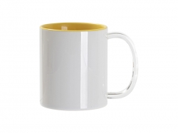 Sublimation Blanks 11oz Two-Tone Color Mug - Light Yellow (Clear Glass Handle)