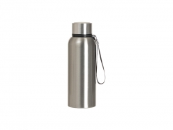 Sublimation Blanks 20oz/600ml Stainless Steel Bottle w/ Black Portable String (Silver)