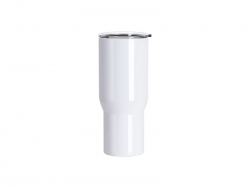 Sublimation Blanks 25oz/750ml Stainless Steel Travel Tumbler with Clear Flat Lid (White)